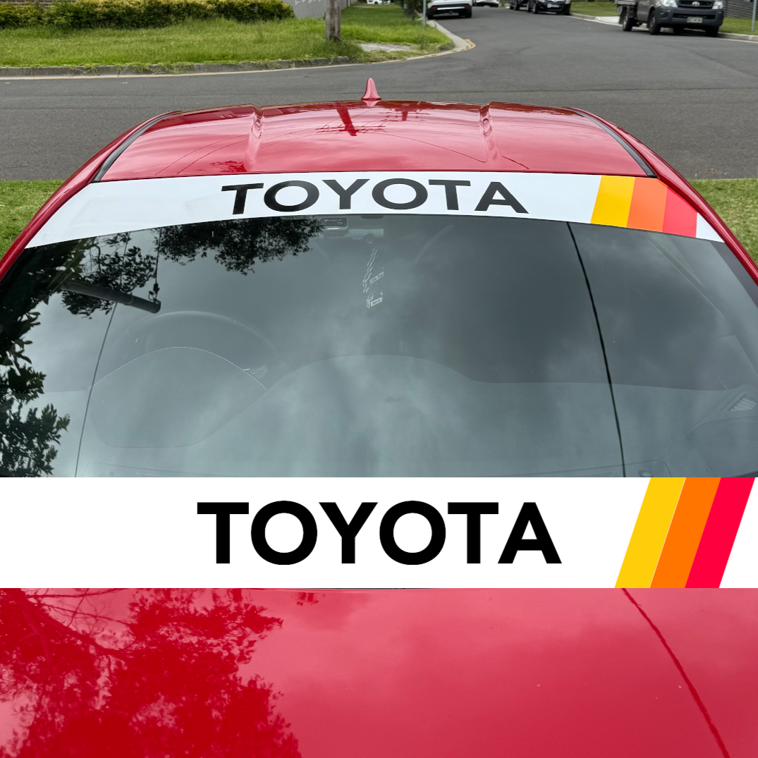 Toyota Windshield Banner with TRD colours (yellow, orange, red)
